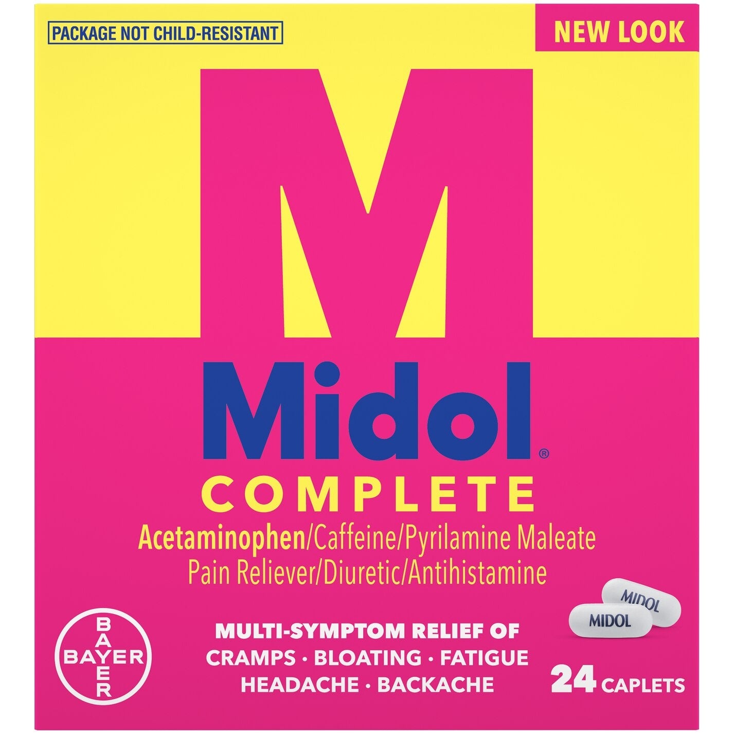 Cramp Relief 500 mg - 60 mg - 15 mg Strength Acetaminophen / Caffeine / Pyrilamine Maleate Caplet 24 per Box